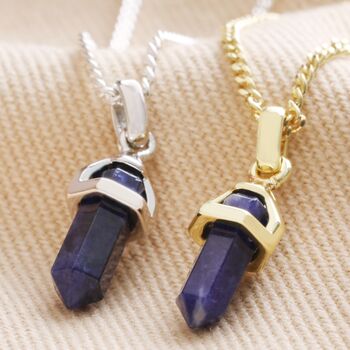 Sodalite Crystal Point Pendant Necklace, 2 of 10