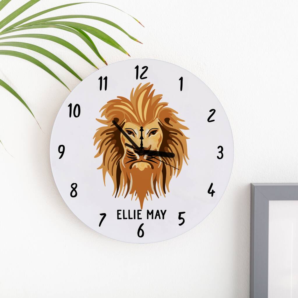 Personalised Lion Bedroom Wall Clock, 1 of 4