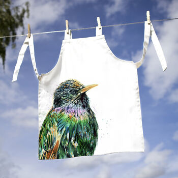 Inky Starling Canvas Child's Apron, 3 of 6