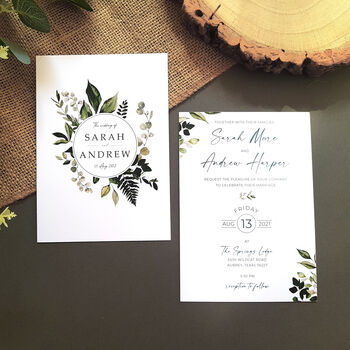 Leafy Wedding Invitation Sample, 3 of 9