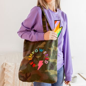 Camo Be Empowered Embroidered Tote Bag, 3 of 4