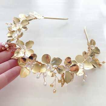 Gold Floral Bridal Headpiece, 4 of 8