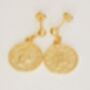 18 K Gold Plated Silver Coin Stud Earrings, thumbnail 2 of 5