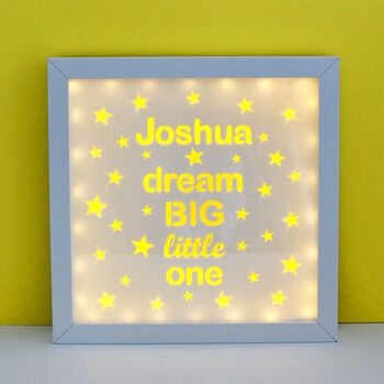 Personalised Dream Big Little One Night Light Box Light, 3 of 12