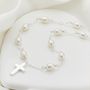 Sterling Silver Pearl Childrens Rosary Necklace, thumbnail 1 of 6
