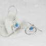 Dainty Silver Opal Drop Earrings, thumbnail 3 of 8