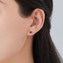 Sterling Silver Genuine Garnet Tiny Stud Earrings, thumbnail 4 of 9