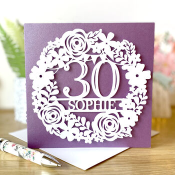 Personalised Floral Bunting Birthday Card, 2 of 8