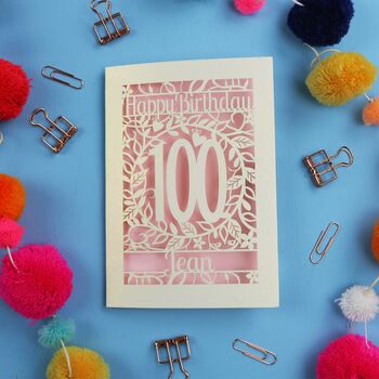 Personalised 100th Birthday Card Papercut Flower Design, 5 of 10