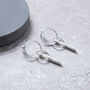 Silver Colour Linked Small Hoop Drop Earrings, thumbnail 2 of 3