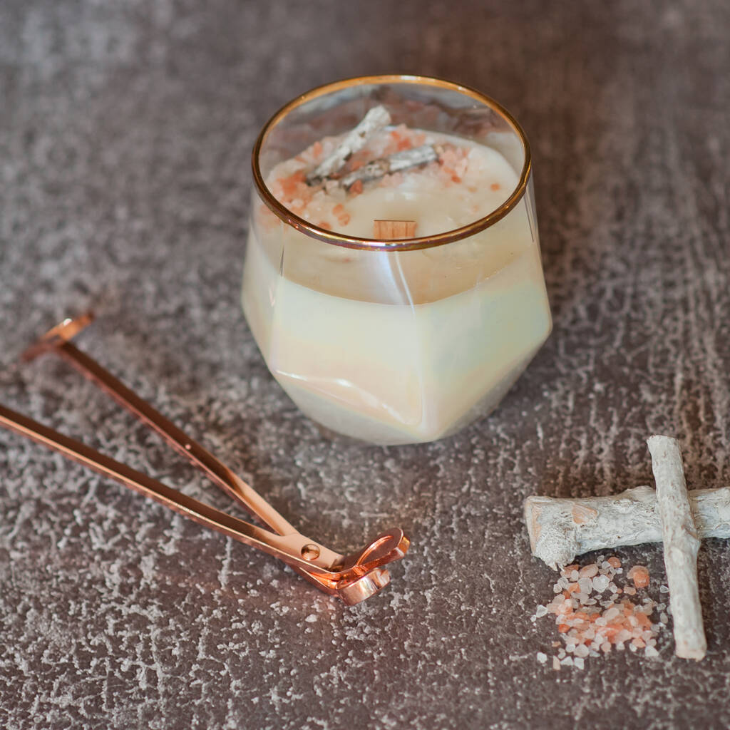 Rock Salt And Driftwood Soy Wax Candle By Madgicks Among the Flowers