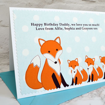 'Fox' Personalised Birthday Card From Three Children, 2 of 4