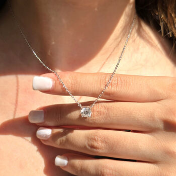 Diamond 1ct Moissanite Crystal Sterling Silver Necklace, 4 of 5