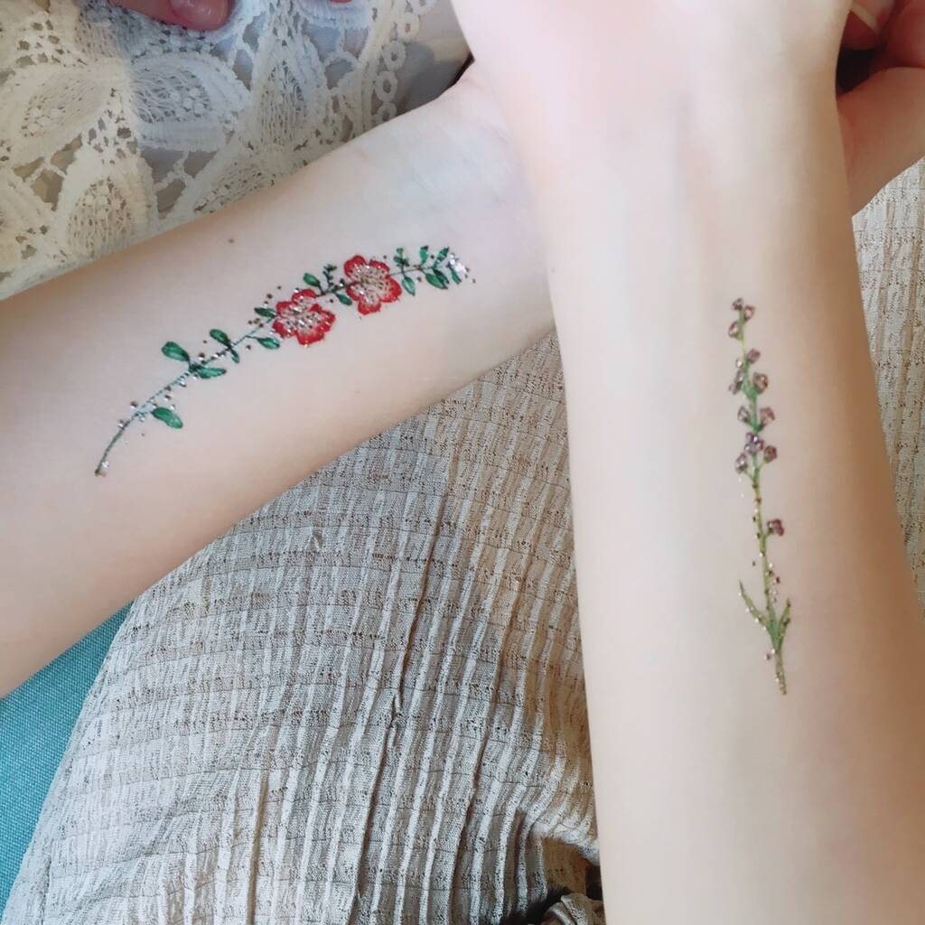 Vintage Flowers Kids Temporary Tattoo Sheet