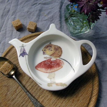 Mouse On Toadstool Bone China Teabag Tidy, 5 of 7