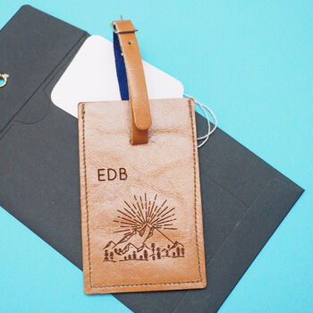 Personalised Great Outdoors Leather Luggage Tag, 3 of 6