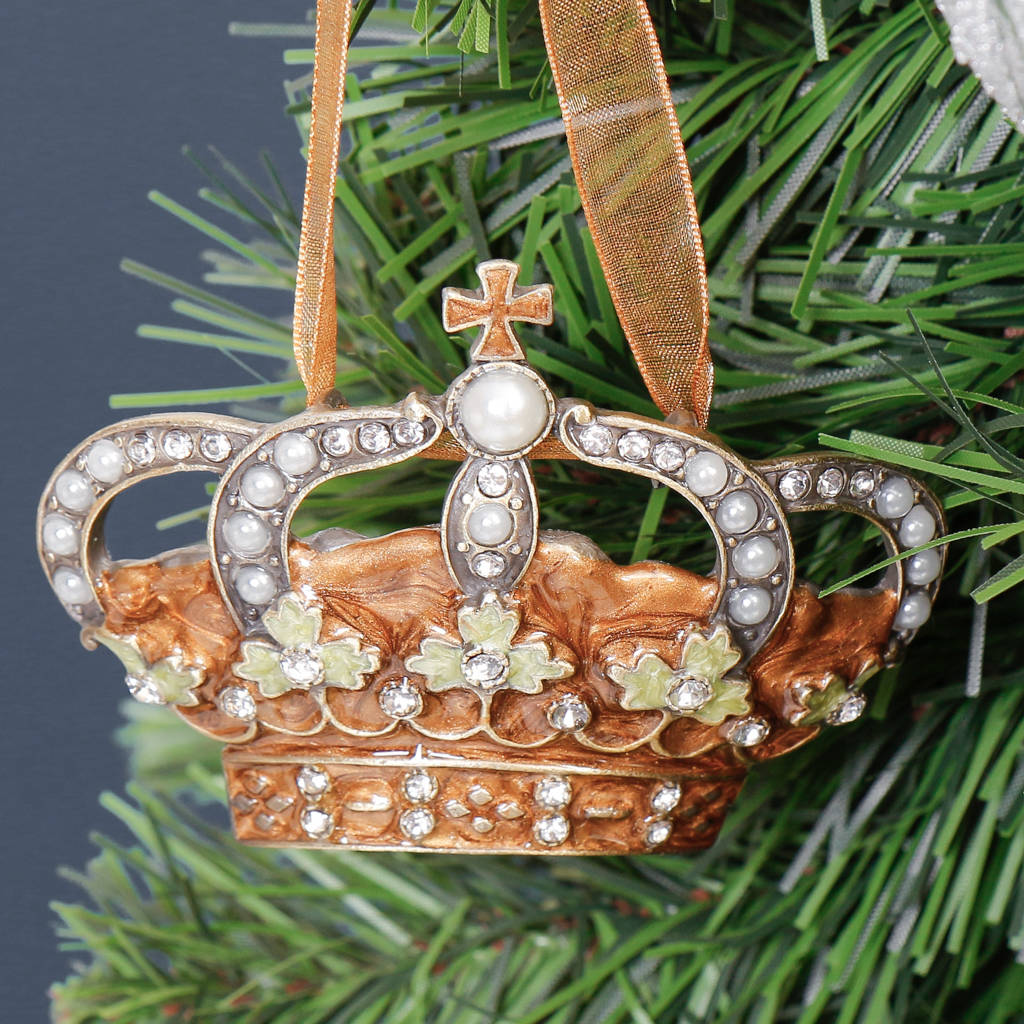 Bejewelled Crown Christmas Tree Hanging Decoration By Dibor ...