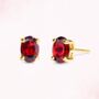 Garnet Oval Stud Earrings In Sterling Silver And Gold, thumbnail 8 of 11