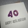 Personalised Happy 40th Glitter Milestone Birthday Card, thumbnail 4 of 6