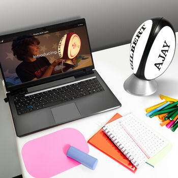 Personalised Original Rugby Ball Light – Official Gilbert Rugby LED Lamp With Name Option For Kids And Fans, 5 of 8