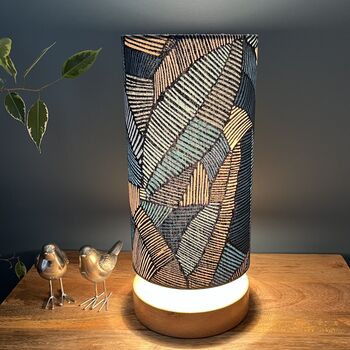Riviera Blue Geometric Cylinder Lampshades, 3 of 8