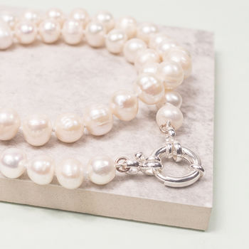 Freshwater Pearl Necklace With Anchor Clasp, 3 of 4