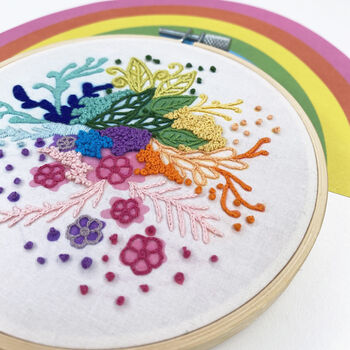 Rainbow Floral Embroidery Kit, 2 of 9