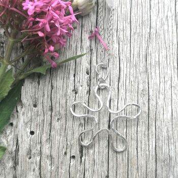 Simple Silver Flower Necklace, 2 of 4