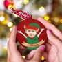 Personalised 'Elf Selfie' Family Photo Bauble Set, thumbnail 1 of 4
