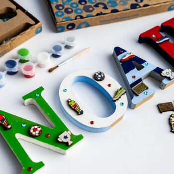 Personalised Paint Your Own Football Wooden Name, 4 of 9