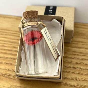Tiny Gerbera Daisy In A Bottle With Personalised Tag, 7 of 11