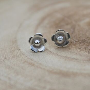 Flower Studs In Sterling Silver, 2 of 9