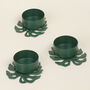 G Decor Set Of Three Green Palm Leaf Tea Light Holders, thumbnail 2 of 6