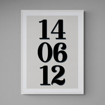 Personalised Special Date Grey And Black Wall Art, 3 of 5