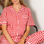 Personalised Women’s Pure Cotton Pyjama Set – Red Gingham, thumbnail 4 of 11