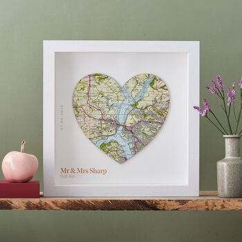 Personalised Map Location Heart Wedding Print Gift, 4 of 12