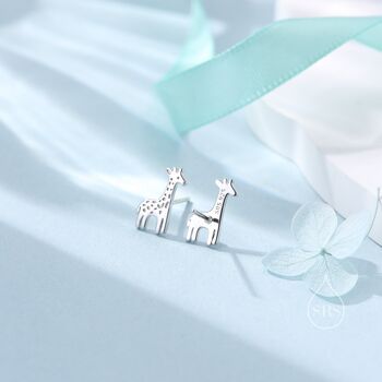 Sterling Silver Tiny Giraffe Stud Earrings, 2 of 12