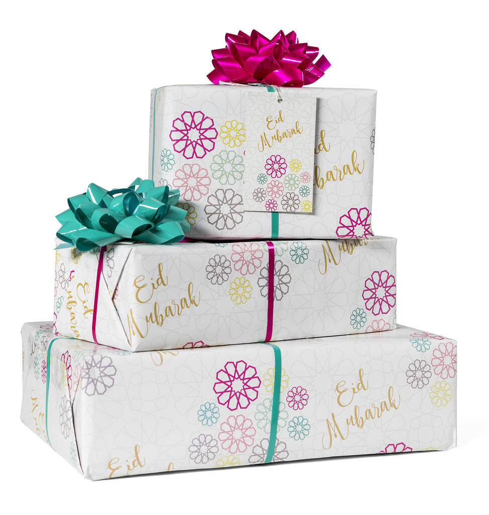 Geometric Eid Mubarak Gift Wrap And Gift Tag By Sabah Designs Notonthehighstreet Com