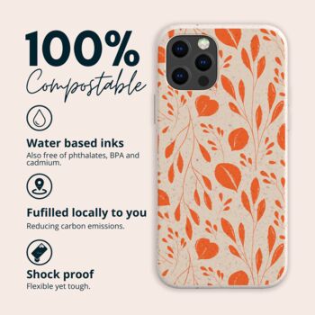 Orange Leaves Eco Friendly, Biodegradable Phone Case, 2 of 8