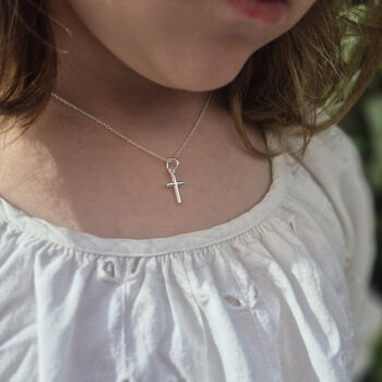 Children's Baptism Christening Or Holy Communion Sterling Silver Cross Necklace Gift, 5 of 8