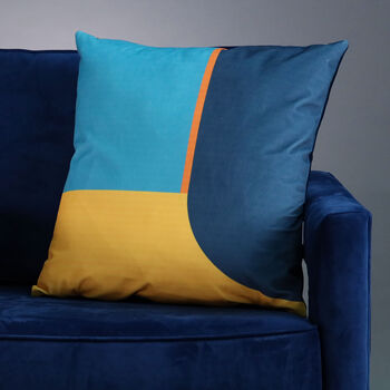 Luxury Super Soft Velvet Sofa Cushion Blue Harmony, 3 of 5