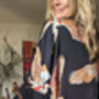 Ladies Luxury Black Bamboo Silk Kimono Robe Crane Bird Noir, thumbnail 6 of 10