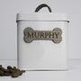 Personalised Dog Treat Tin Engraved Walnut Name Plate, thumbnail 1 of 4