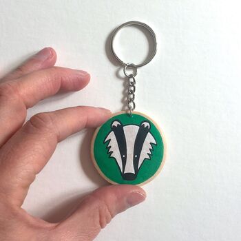 Badger Wooden Keyring. Hand Painted, 2 of 4
