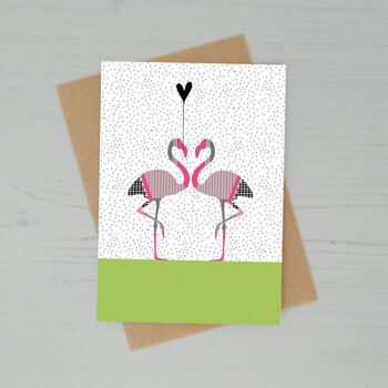 Flamingos In Love Greetings Card, 2 of 2