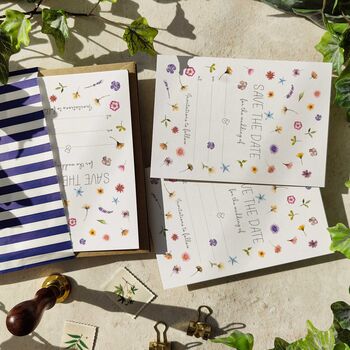 Pressed Wildflowers Ready To Write Save The Date Cards, 2 of 5