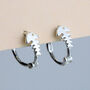 Sterling Silver Fishbone Huggie Hoop Earrings, thumbnail 1 of 5