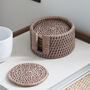 Marbury Taupe Round Rattan Coasters Set Of Six, thumbnail 1 of 4