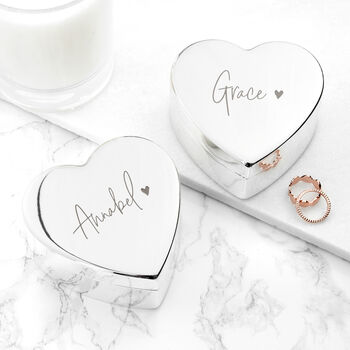 Personalised Signature Name Silver Heart Trinket Box, 2 of 2