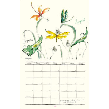 2022 Calendar Birds, Bugs And Bees, 10 of 12